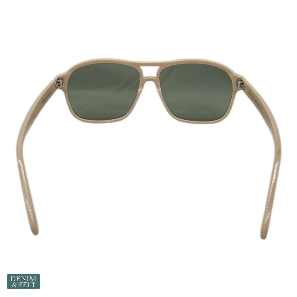 NEW‎ Gucci GG0475S Ivory Green Square Aviator Matte Lens Designer Sunglasses